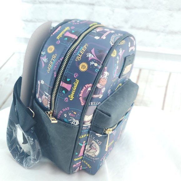 Disney Blue Villains Multicolor Adjustable Strap Outer Pockets Mini Backpack - Picture 4 of 14